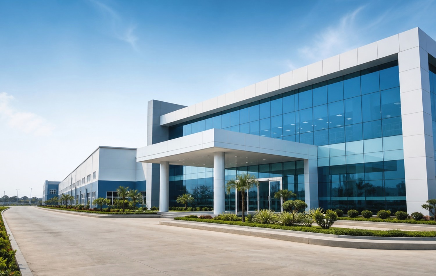 HD pharmaceutical factory exterior