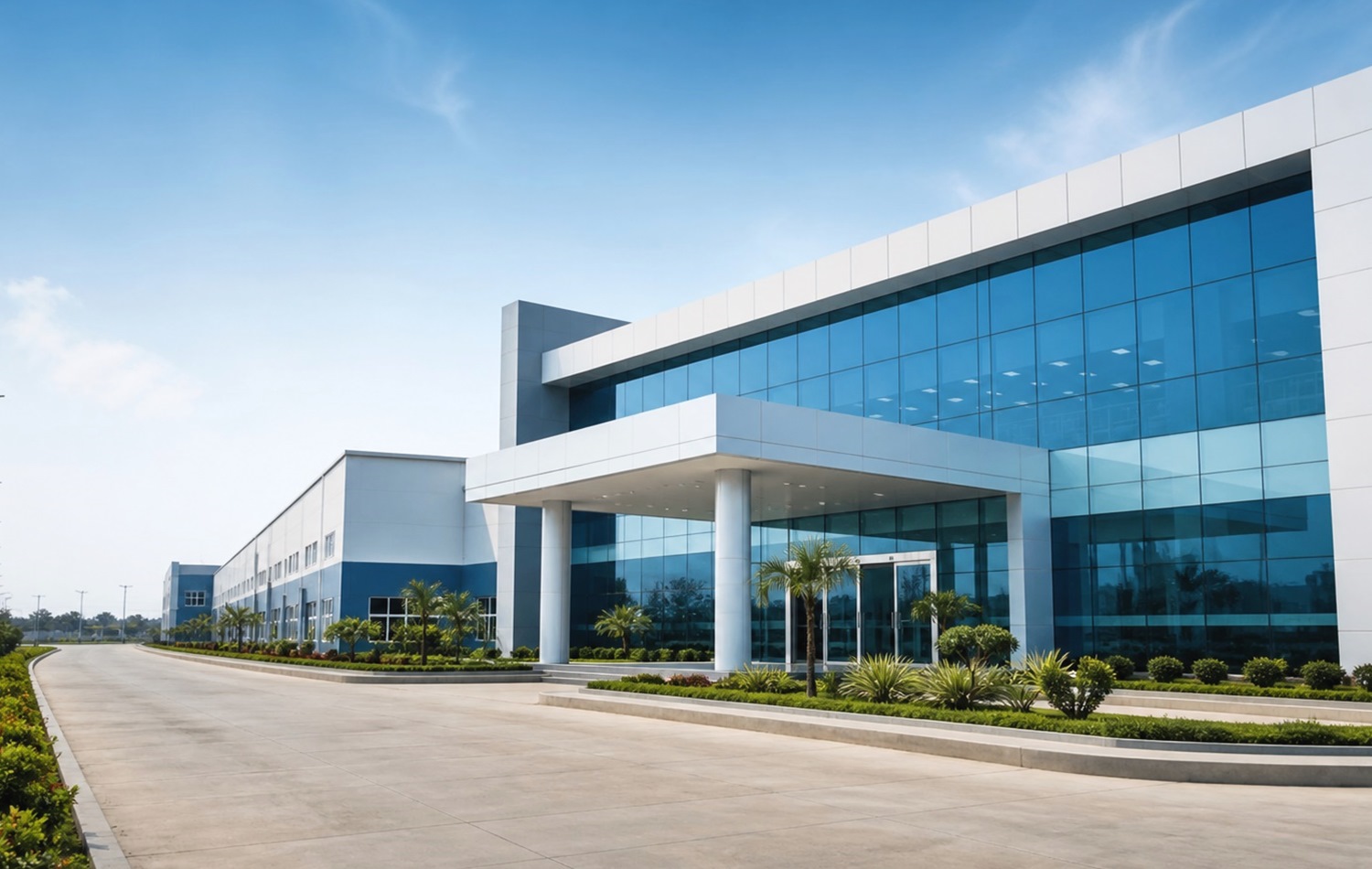 HD pharmaceutical factory exterior