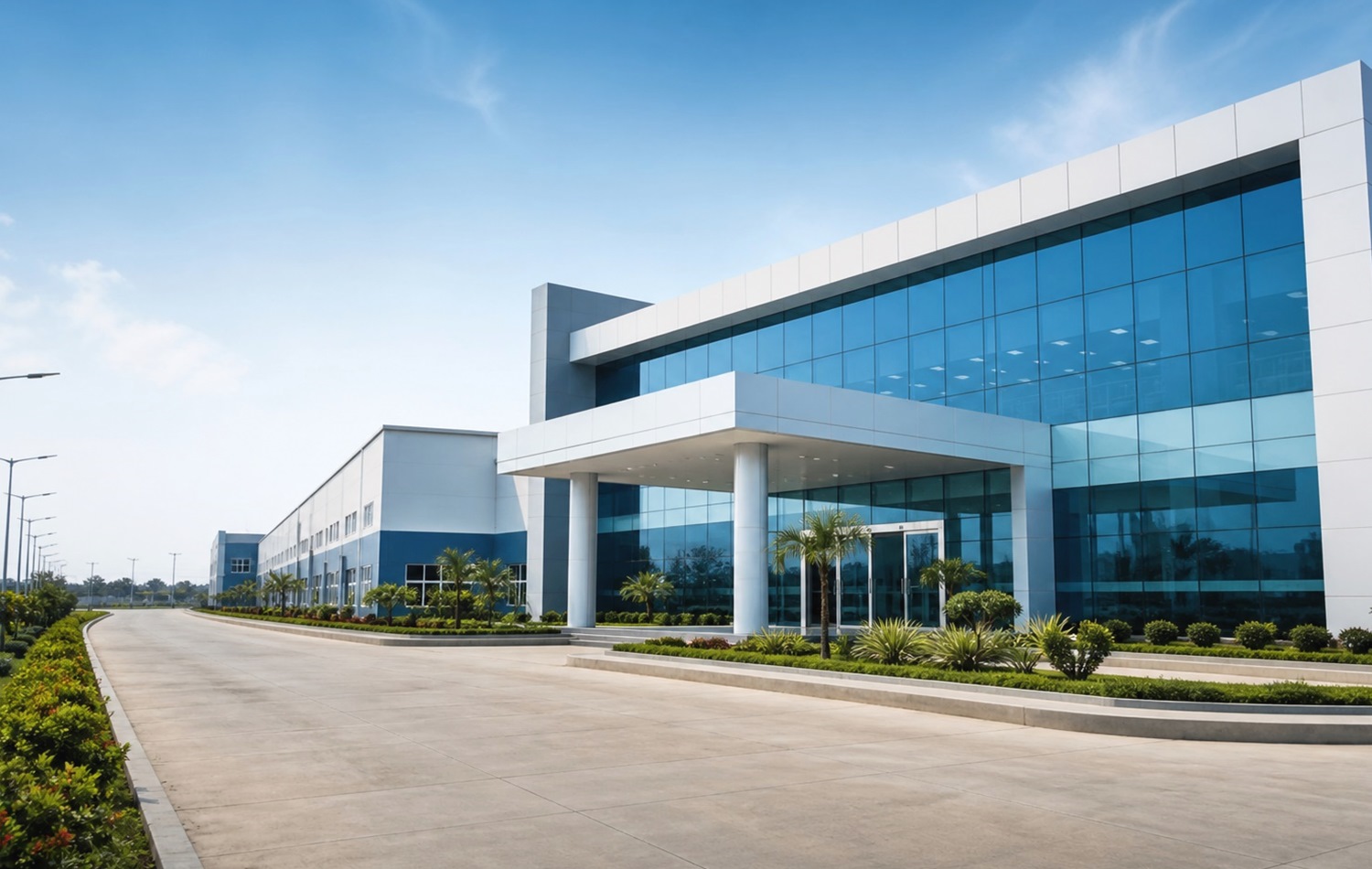 HD pharmaceutical factory exterior