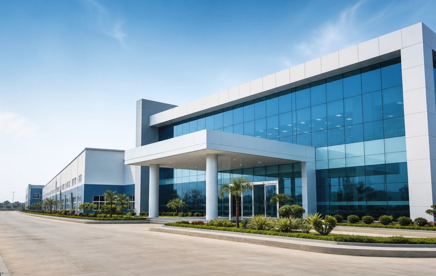 HD pharmaceutical factory exterior