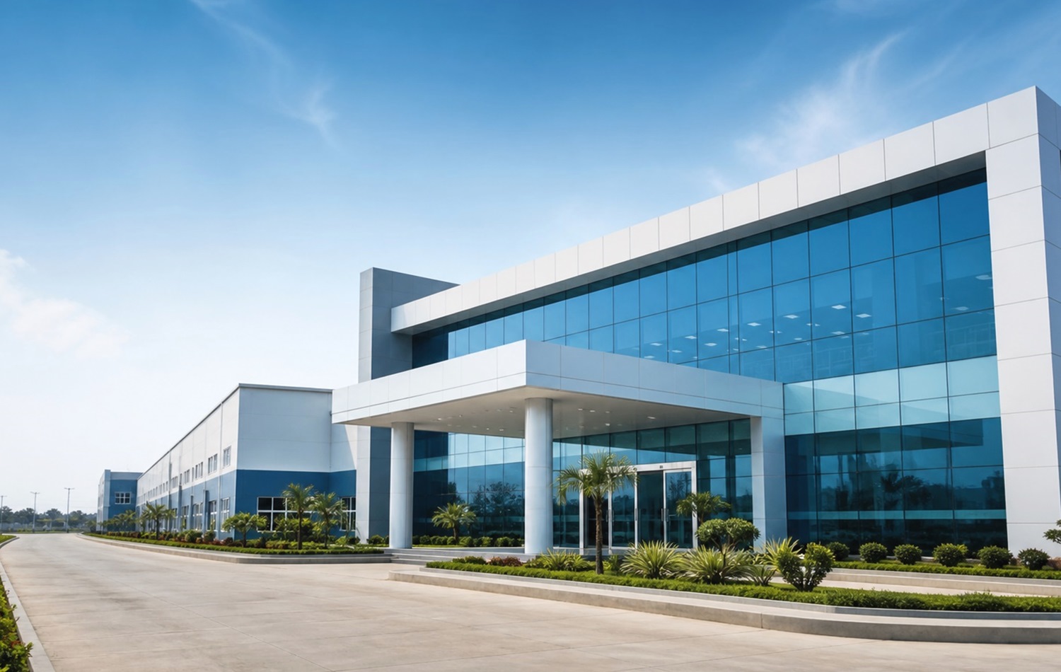 HD pharmaceutical factory exterior