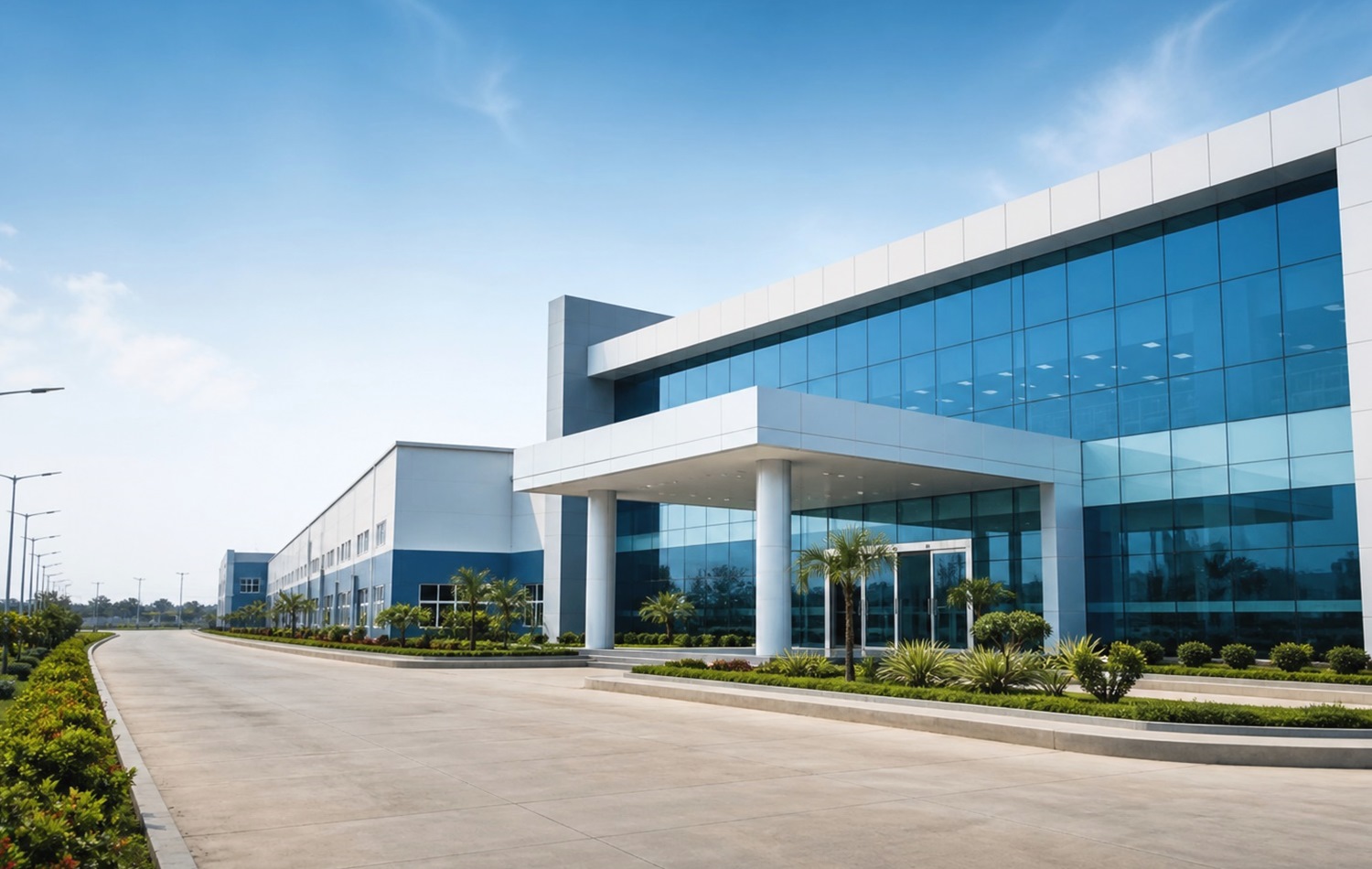 HD pharmaceutical factory exterior