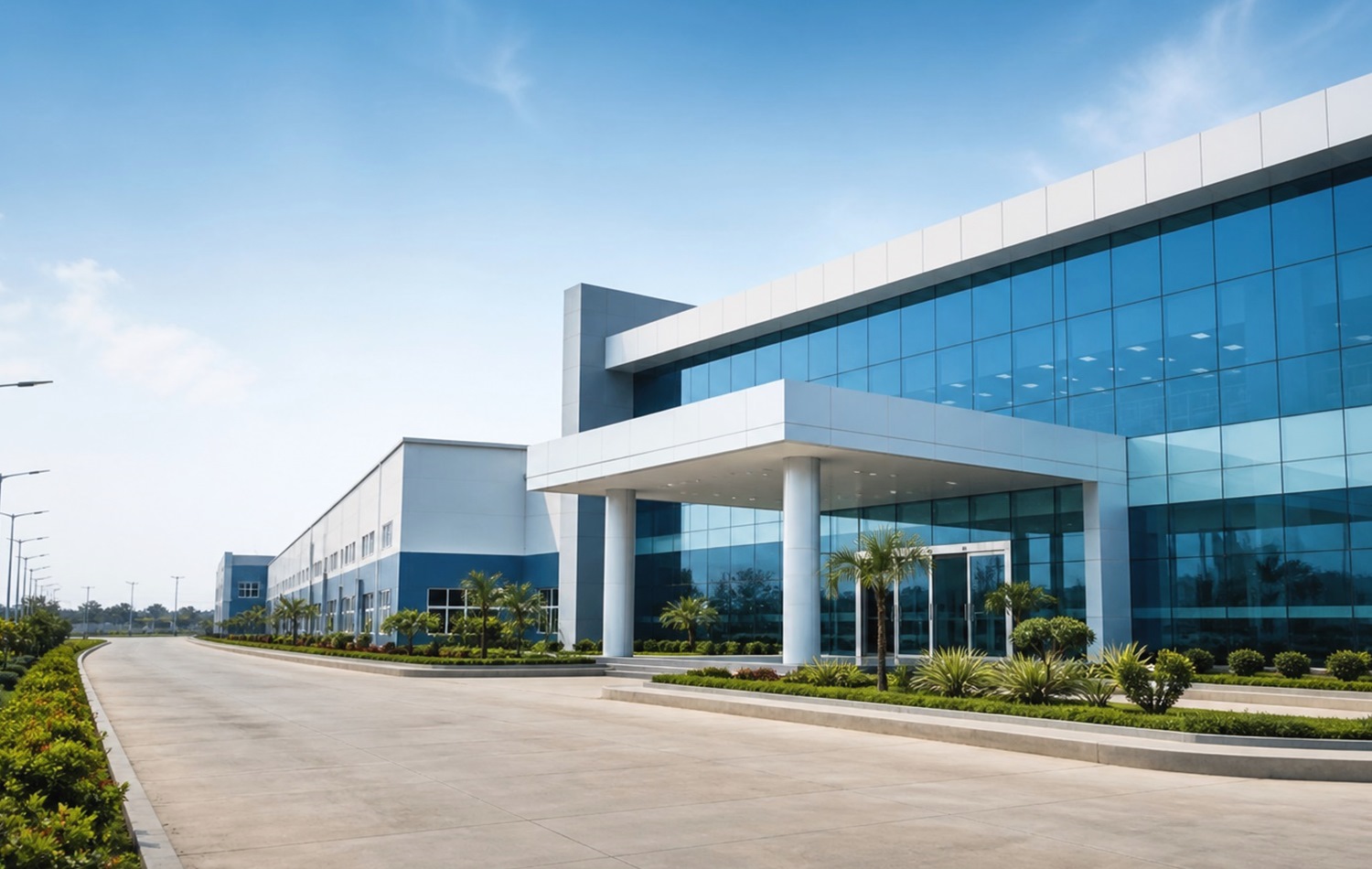 HD pharmaceutical factory exterior