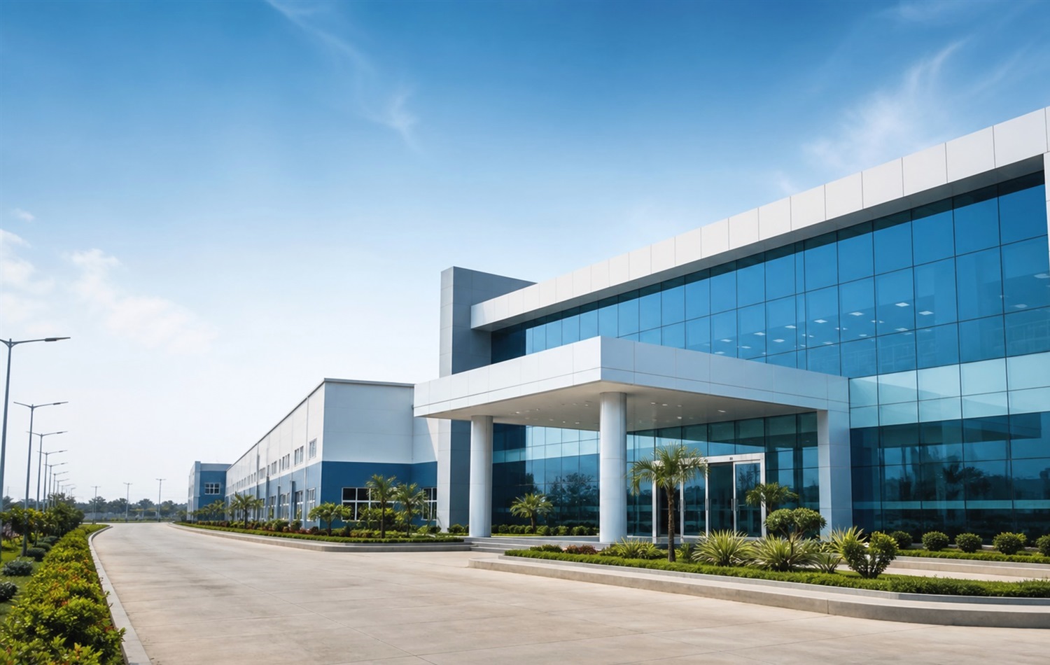 HD pharmaceutical factory exterior