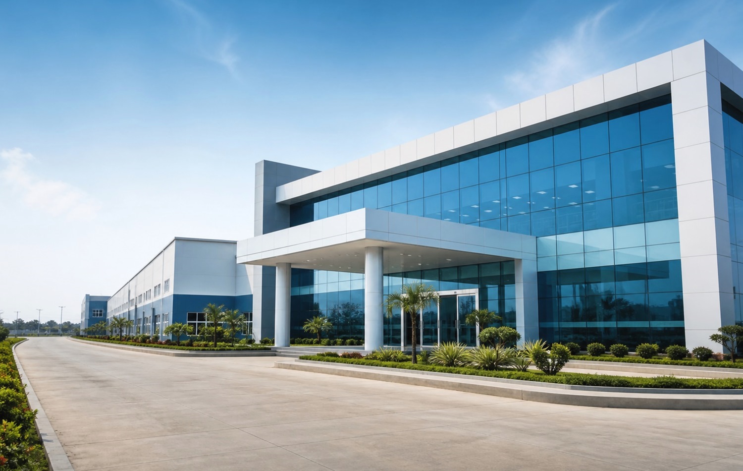 HD pharmaceutical factory exterior