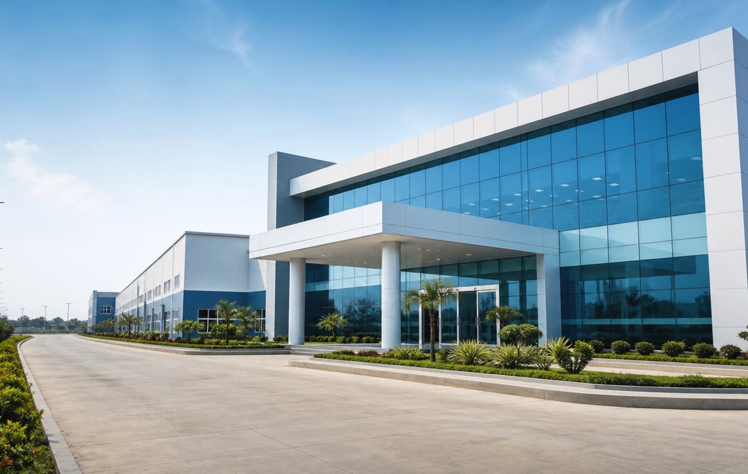 HD pharmaceutical factory exterior