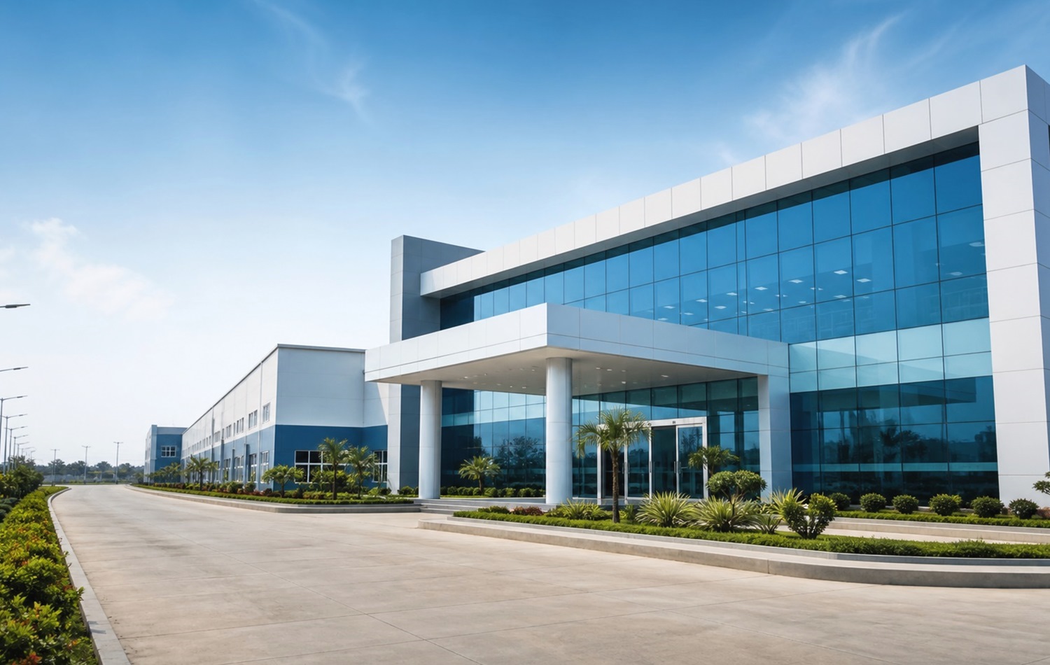 HD pharmaceutical factory exterior