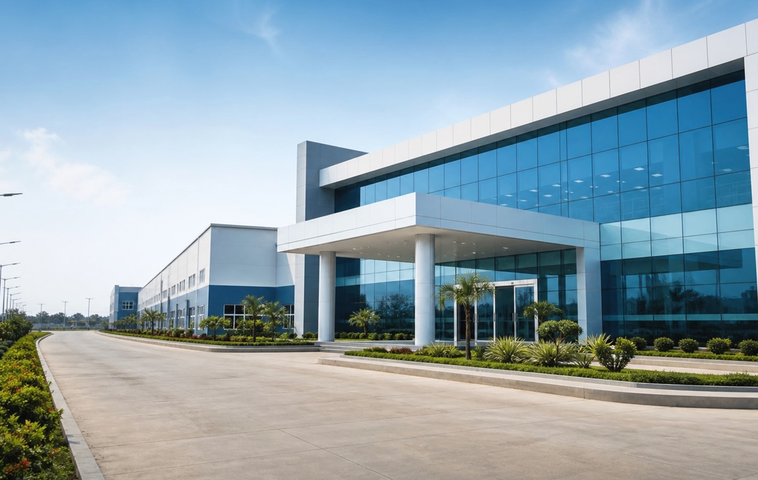 HD pharmaceutical factory exterior